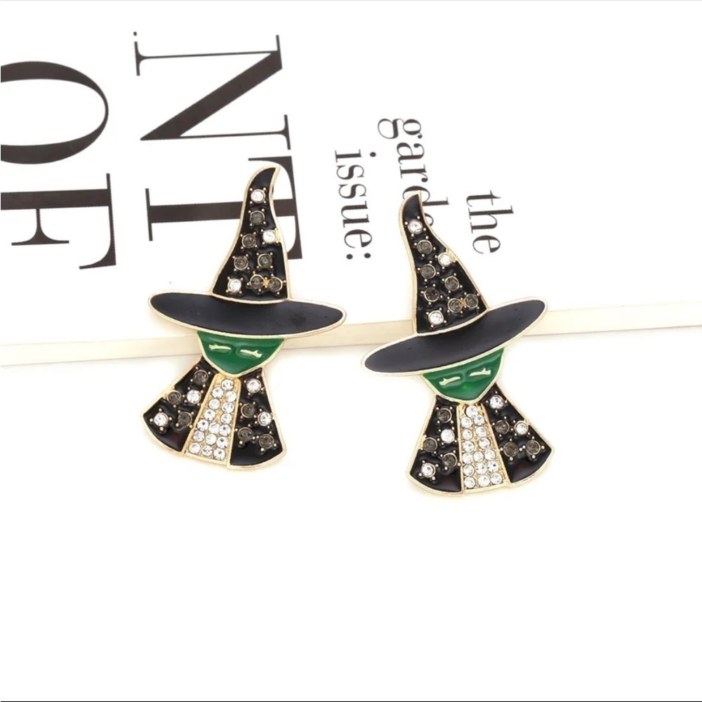 Rhinestone Witch Earrings